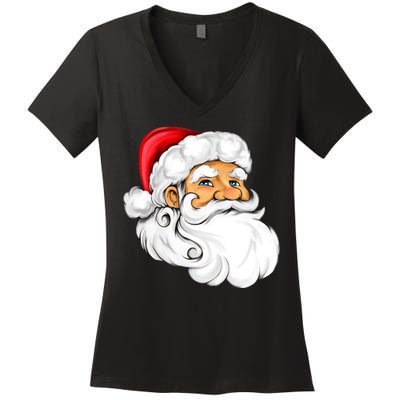 Santa Claus Head Women's V-Neck T-Shirt