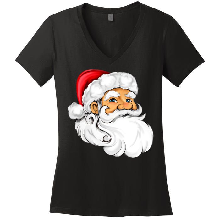 Santa Claus Head Women's V-Neck T-Shirt