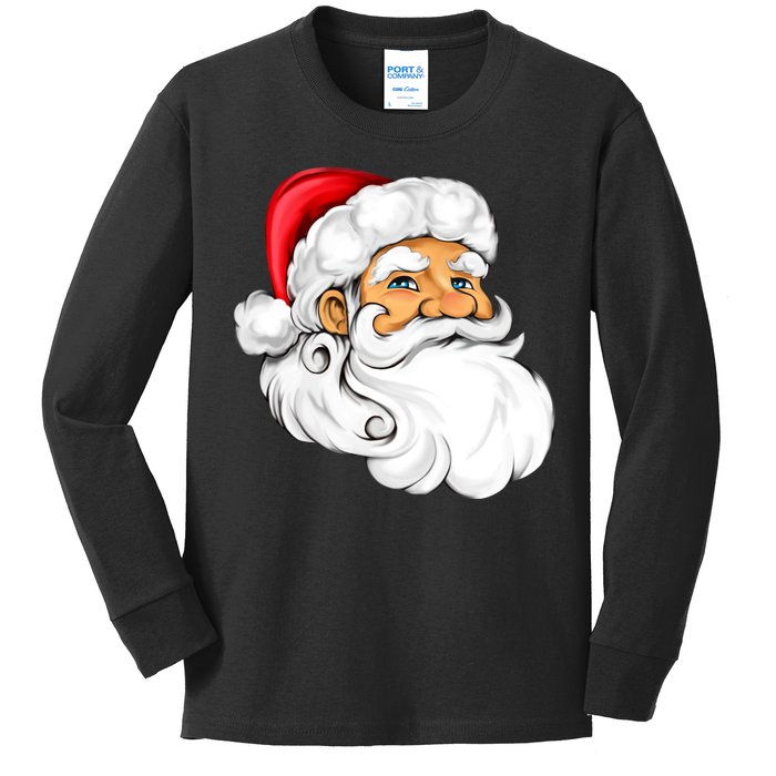 Santa Claus Head Kids Long Sleeve Shirt