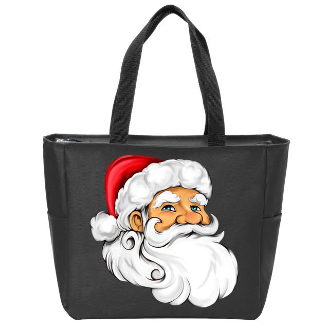 Santa Claus Head Zip Tote Bag
