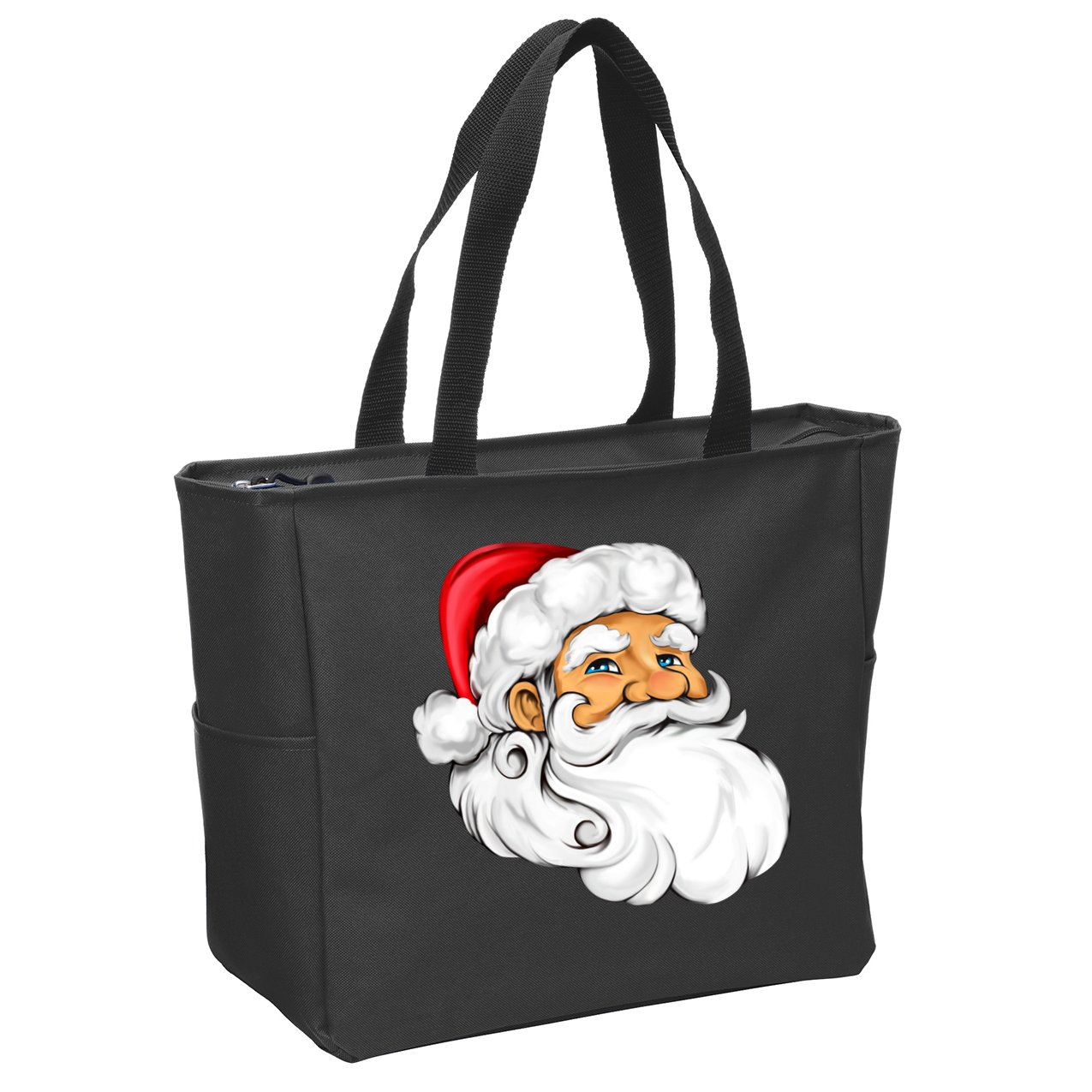Santa Claus Head Zip Tote Bag