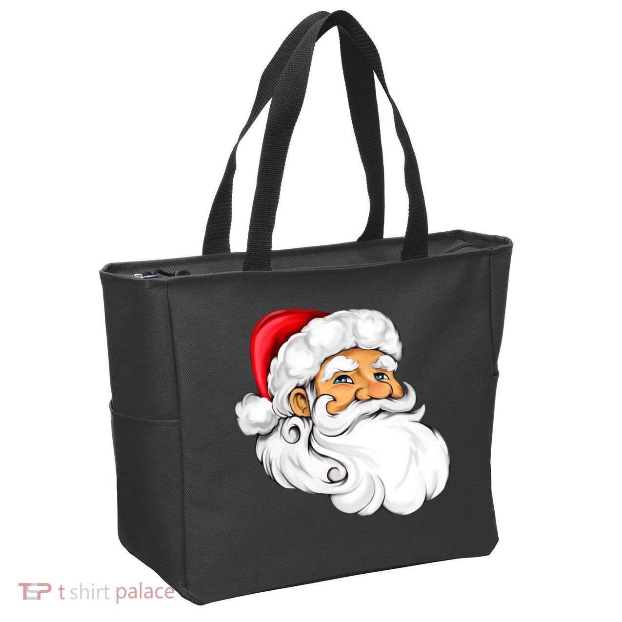 Santa Claus Head Zip Tote Bag