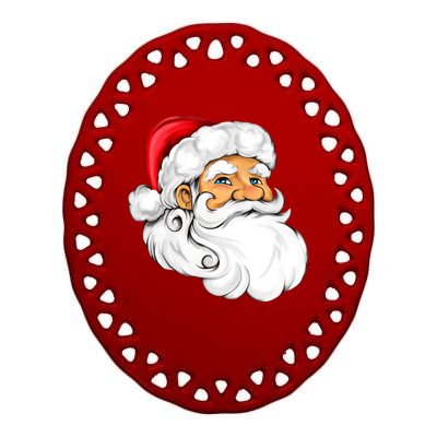 Santa Claus Head Ceramic Oval Ornament