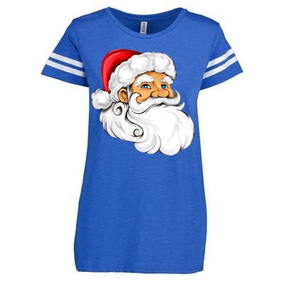 Santa Claus Head Enza Ladies Jersey Football T-Shirt