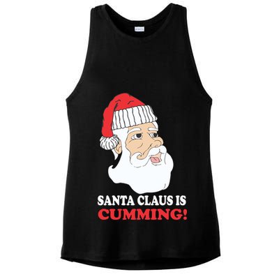 Santa Claus Is Cumming Dirty Humor Ladies PosiCharge Tri-Blend Wicking Tank