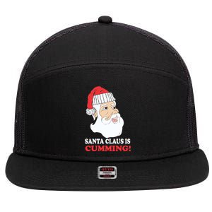 Santa Claus Is Cumming Dirty Humor 7 Panel Mesh Trucker Snapback Hat