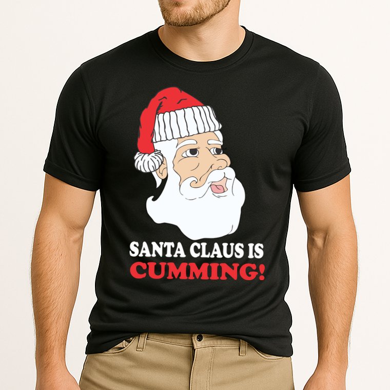Santa Claus Is Cumming Dirty Humor Cooling Performance Crew T-Shirt