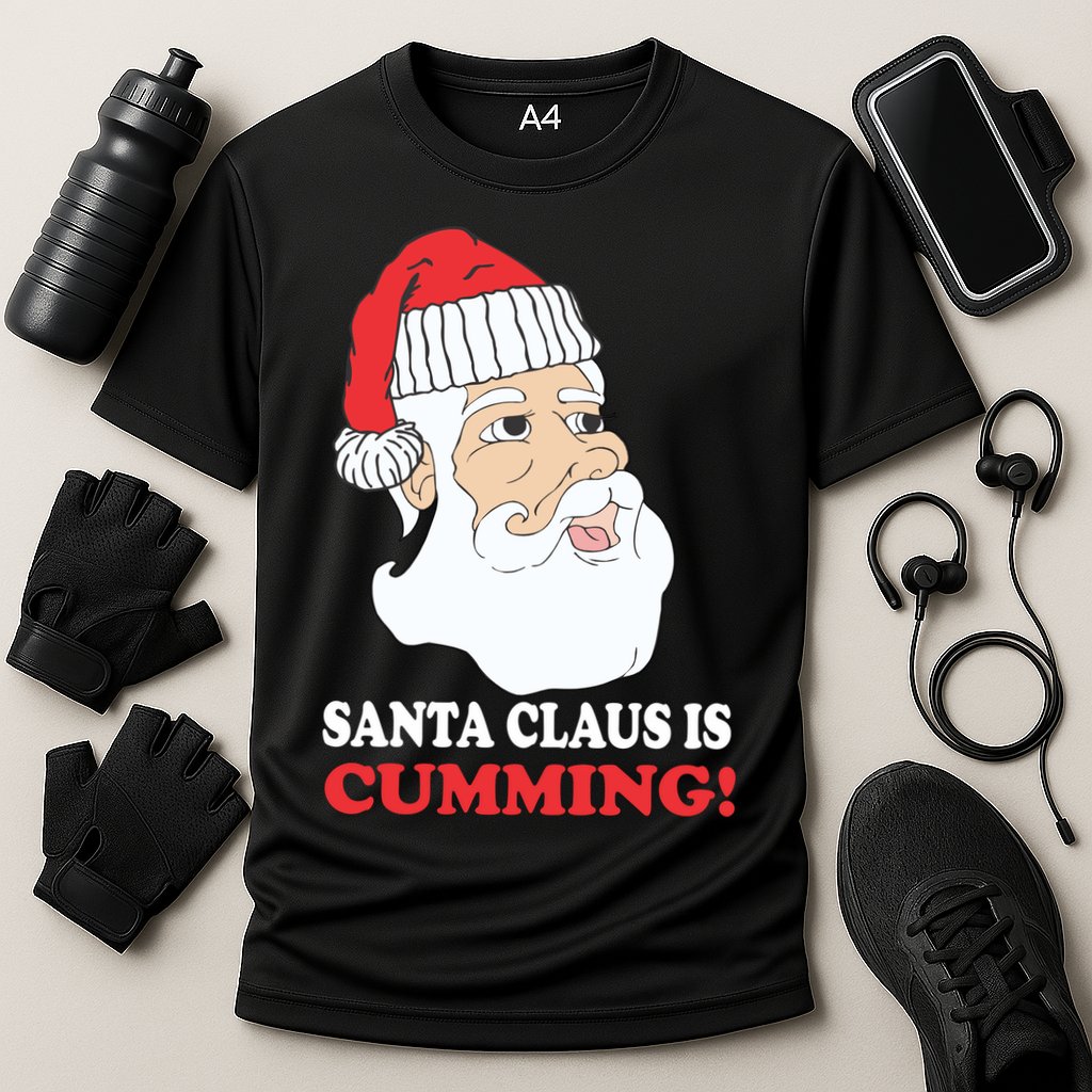 Santa Claus Is Cumming Dirty Humor Cooling Performance Crew T-Shirt