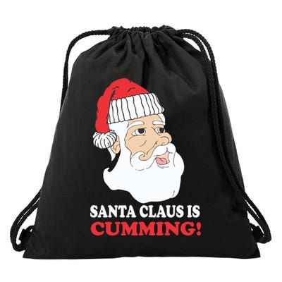 Santa Claus Is Cumming Dirty Humor Drawstring Bag