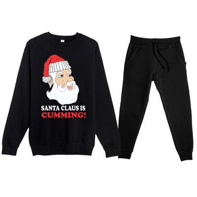 Santa Claus Is Cumming Dirty Humor Premium Crewneck Sweatsuit Set