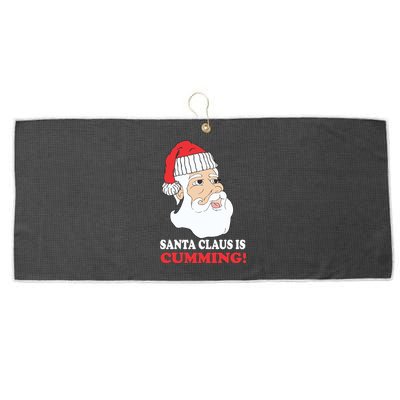 Santa Claus Is Cumming Dirty Humor Large Microfiber Waffle Golf Towel