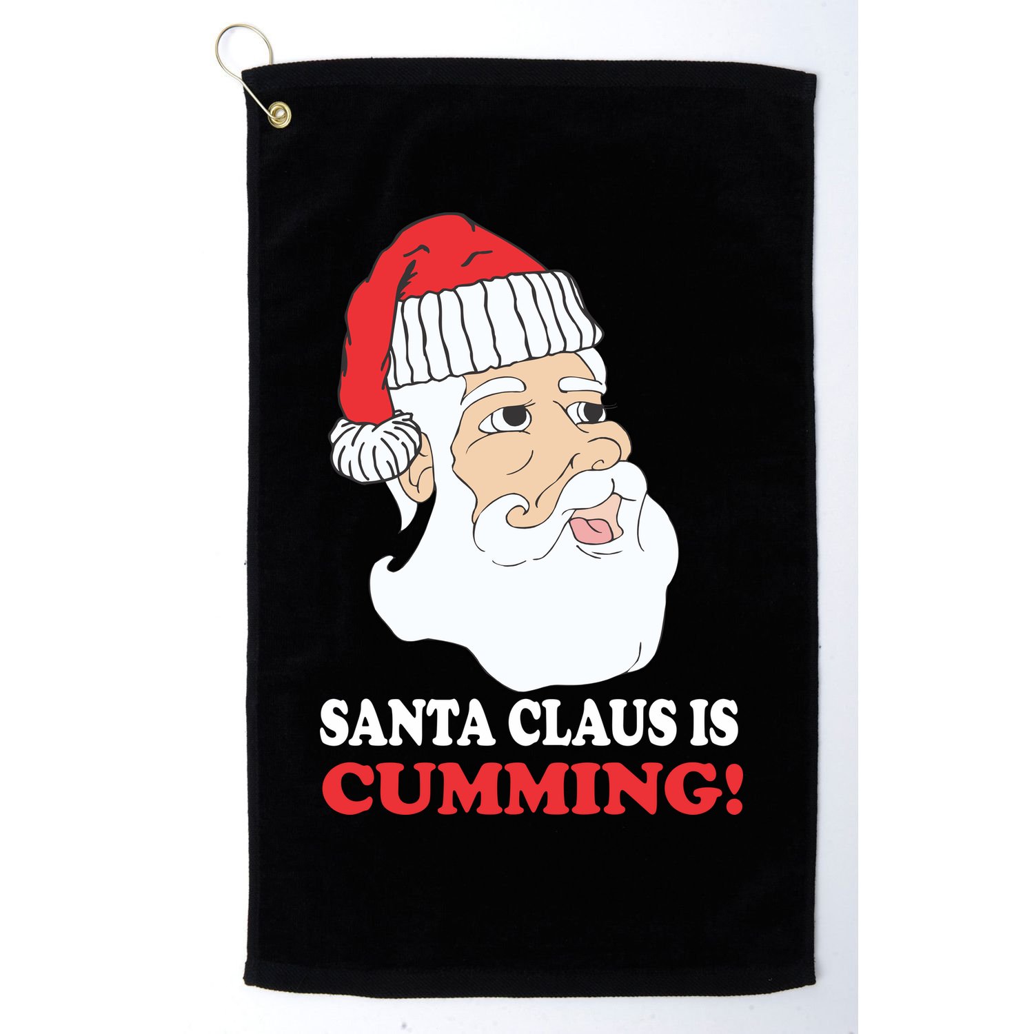 Santa Claus Is Cumming Dirty Humor Golf Towel