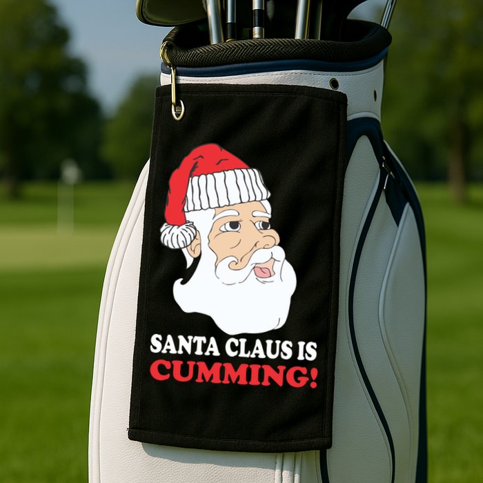 Santa Claus Is Cumming Dirty Humor Golf Towel