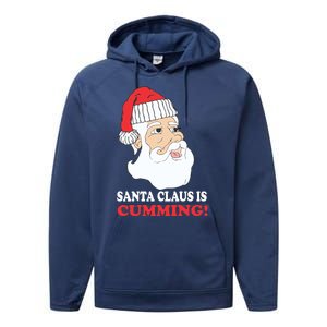 Santa Claus Is Cumming Dirty Humor Performance Fleece Hoodie