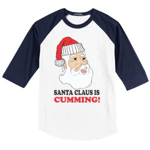 Santa Claus Is Cumming Dirty Humor Baseball Sleeve Shirt