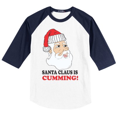 Santa Claus Is Cumming Dirty Humor Baseball Sleeve Shirt