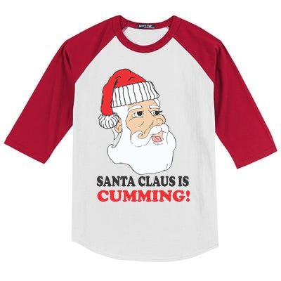 Santa Claus Is Cumming Dirty Humor Kids Colorblock Raglan Jersey