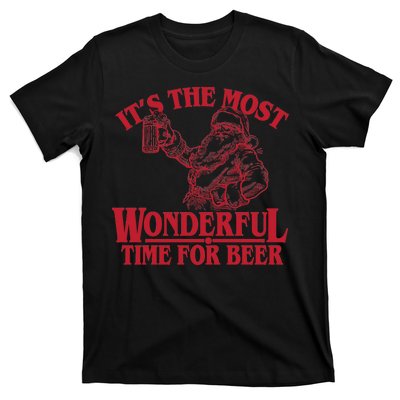 Santa Claus It's The Most Wonderful Time For A Beer Christmas T-Shirt