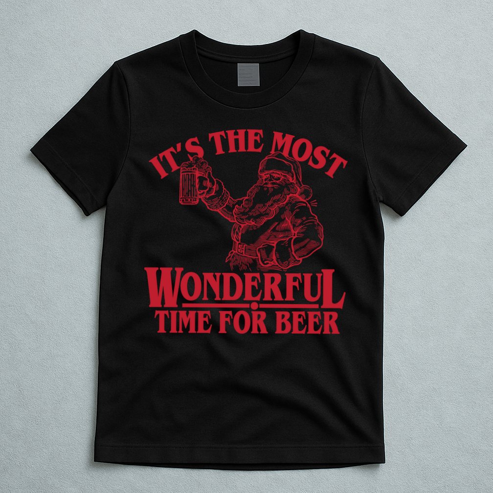Santa Claus It's The Most Wonderful Time For A Beer Christmas T-Shirt
