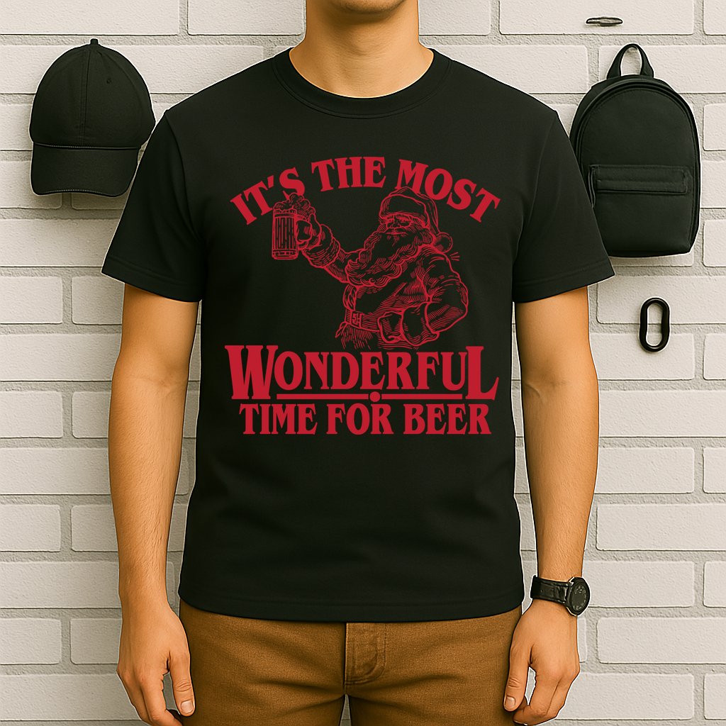 Santa Claus It's The Most Wonderful Time For A Beer Christmas T-Shirt