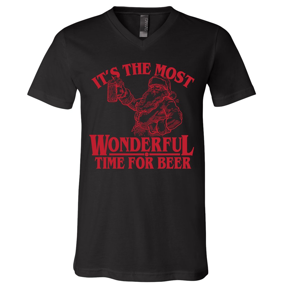 Santa Claus It's The Most Wonderful Time For A Beer Christmas V-Neck T-Shirt