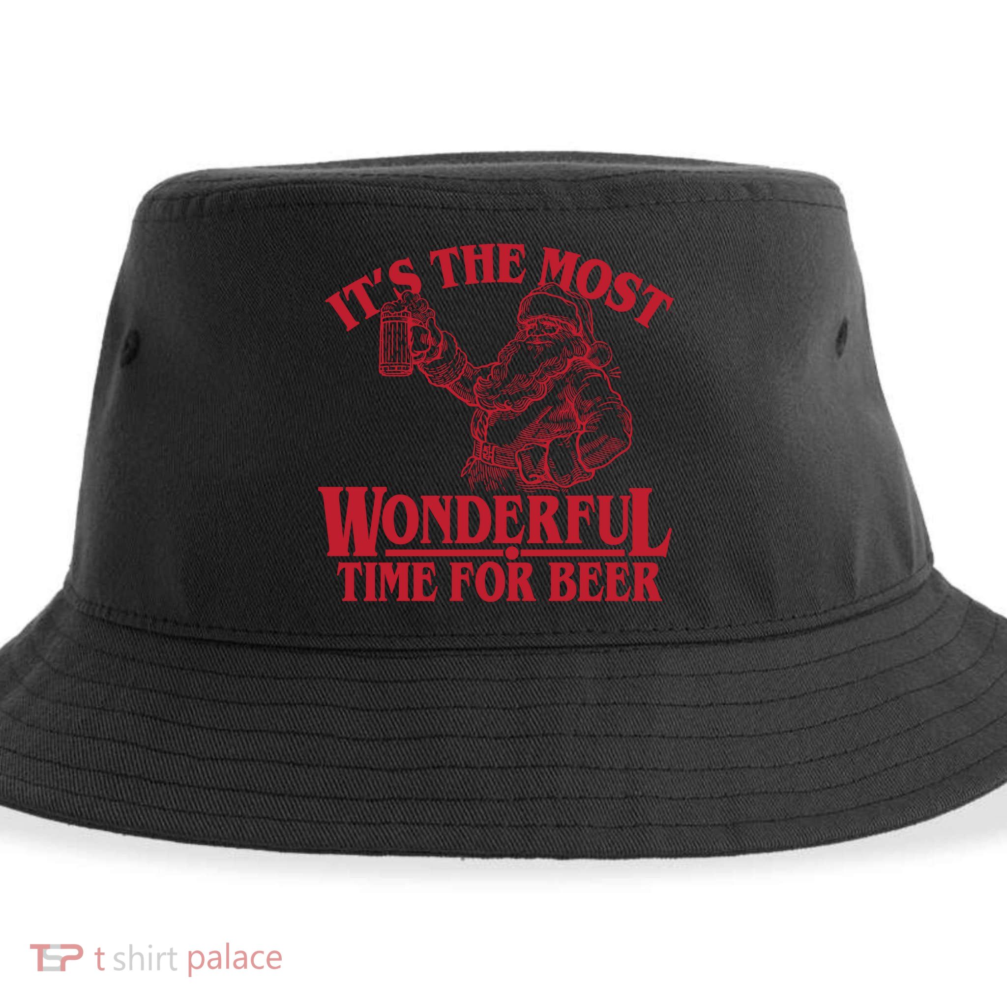 Santa Claus It's The Most Wonderful Time For A Beer Christmas Sustainable Bucket Hat