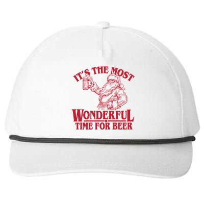 Santa Claus It's The Most Wonderful Time For A Beer Christmas Snapback Five-Panel Rope Hat