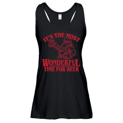 Santa Claus It's The Most Wonderful Time For A Beer Christmas Ladies Essential Flowy Tank