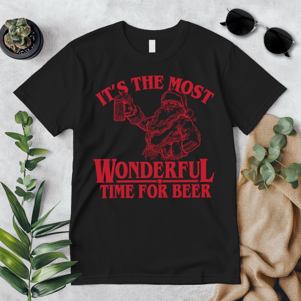 Santa Claus It's The Most Wonderful Time For A Beer Christmas Premium T-Shirt