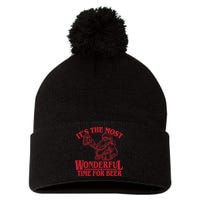 Santa Claus It's The Most Wonderful Time For A Beer Christmas Pom Pom 12in Knit Beanie