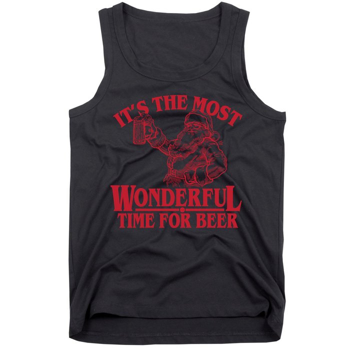 Santa Claus It's The Most Wonderful Time For A Beer Christmas Tank Top