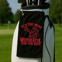 Santa Claus It's The Most Wonderful Time For A Beer Christmas Golf Towel