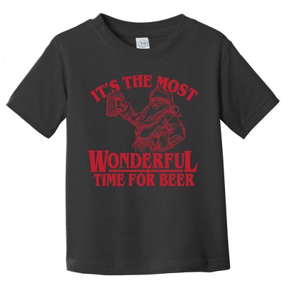 Santa Claus It's The Most Wonderful Time For A Beer Christmas Toddler T-Shirt