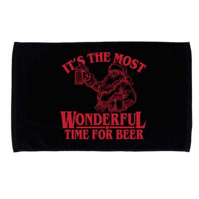 Santa Claus It's The Most Wonderful Time For A Beer Christmas Microfiber Hand Towel