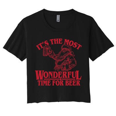 Santa Claus It's The Most Wonderful Time For A Beer Christmas Crop Top