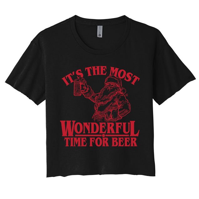 Santa Claus It's The Most Wonderful Time For A Beer Christmas Crop Top
