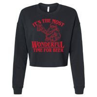 Santa Claus It's The Most Wonderful Time For A Beer Christmas Cropped Pullover Crew