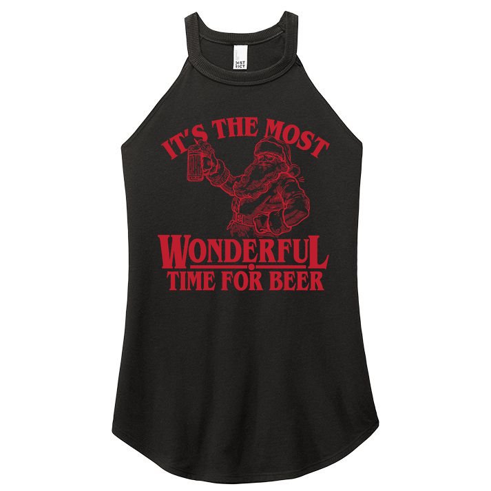Santa Claus It's The Most Wonderful Time For A Beer Christmas Women's Perfect Tri Rocker Tank