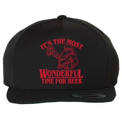 Santa Claus It's The Most Wonderful Time For A Beer Christmas Wool Snapback Cap