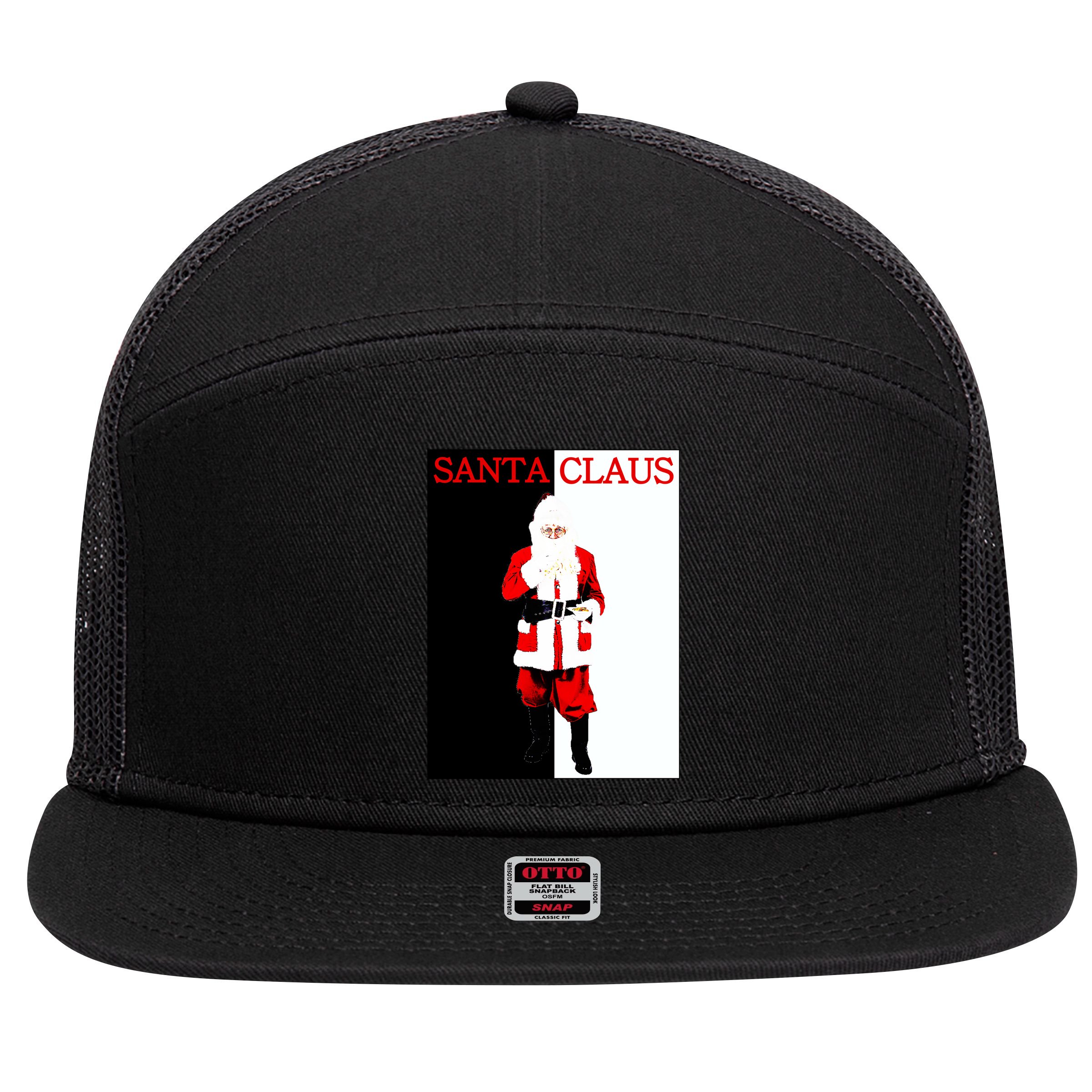 Santa Claus Mafia Movie Poster Christmas 7 Panel Mesh Trucker Snapback Hat