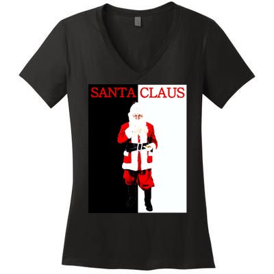 Santa Claus Mafia Movie Poster Christmas Women's V-Neck T-Shirt