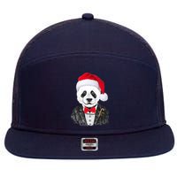 Santa Claus Panda Bear 7 Panel Mesh Trucker Snapback Hat