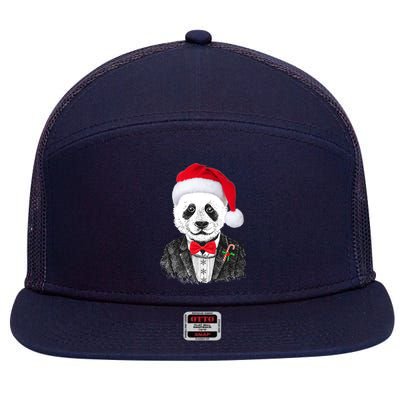 Santa Claus Panda Bear 7 Panel Mesh Trucker Snapback Hat