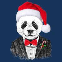 Santa Claus Panda Bear 7 Panel Mesh Trucker Snapback Hat