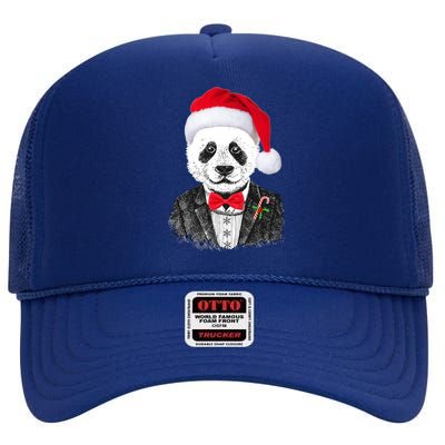 Santa Claus Panda Bear High Crown Mesh Back Trucker Hat