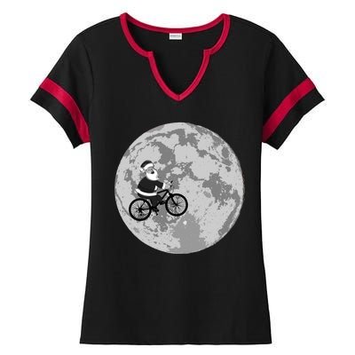 Santa Claus To The Moon Ladies Halftime Notch Neck Tee