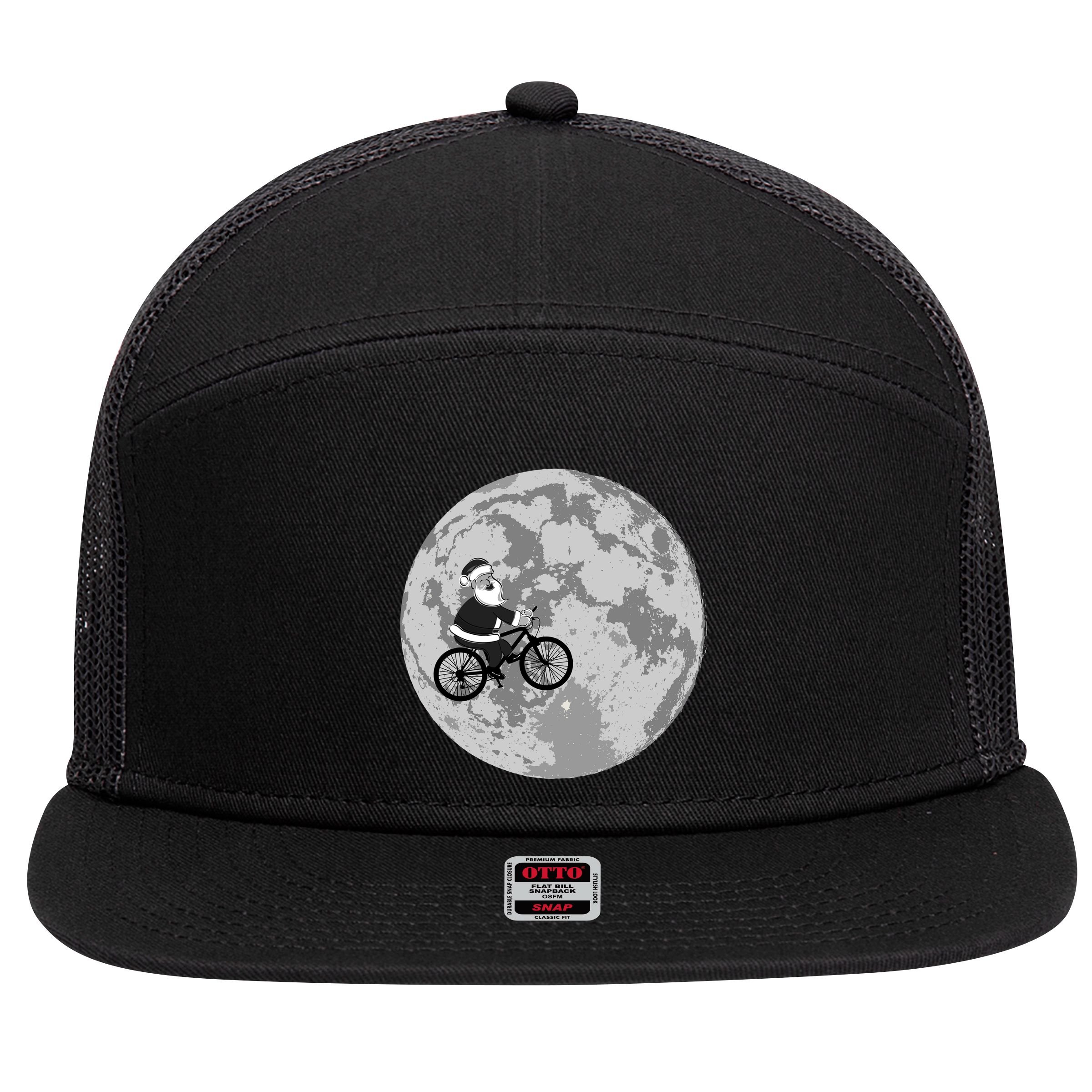 Santa Claus To The Moon 7 Panel Mesh Trucker Snapback Hat