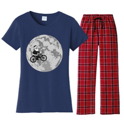 Santa Claus To The Moon Women's Flannel Pajama Set