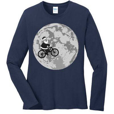 Santa Claus To The Moon Ladies Long Sleeve Shirt