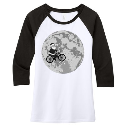 Santa Claus To The Moon Women's Tri-Blend 3/4-Sleeve Raglan Shirt